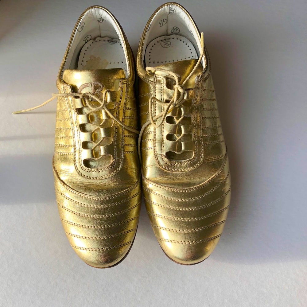 Gianfranco Butteri Gold Lace up Leather Shoes - Size 9